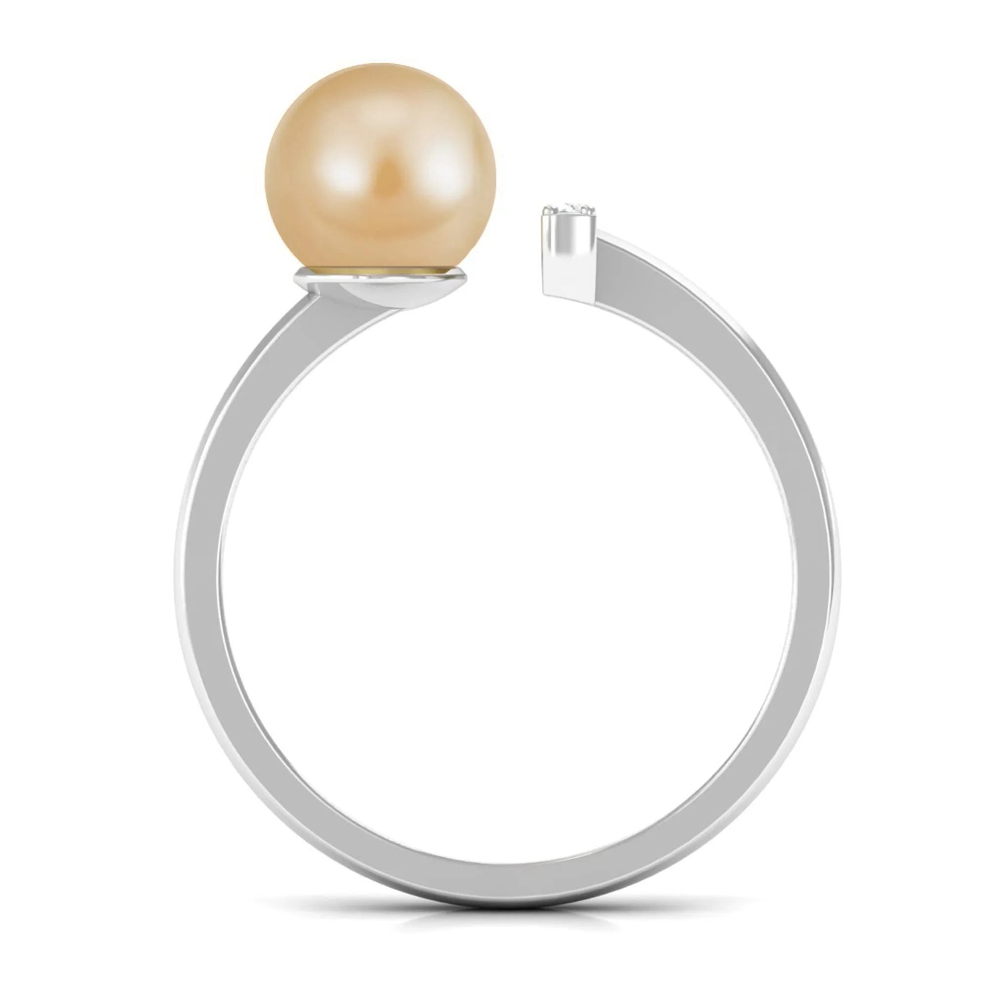 South Sea Pearl and Diamond Modern Cuff Engagement Ring