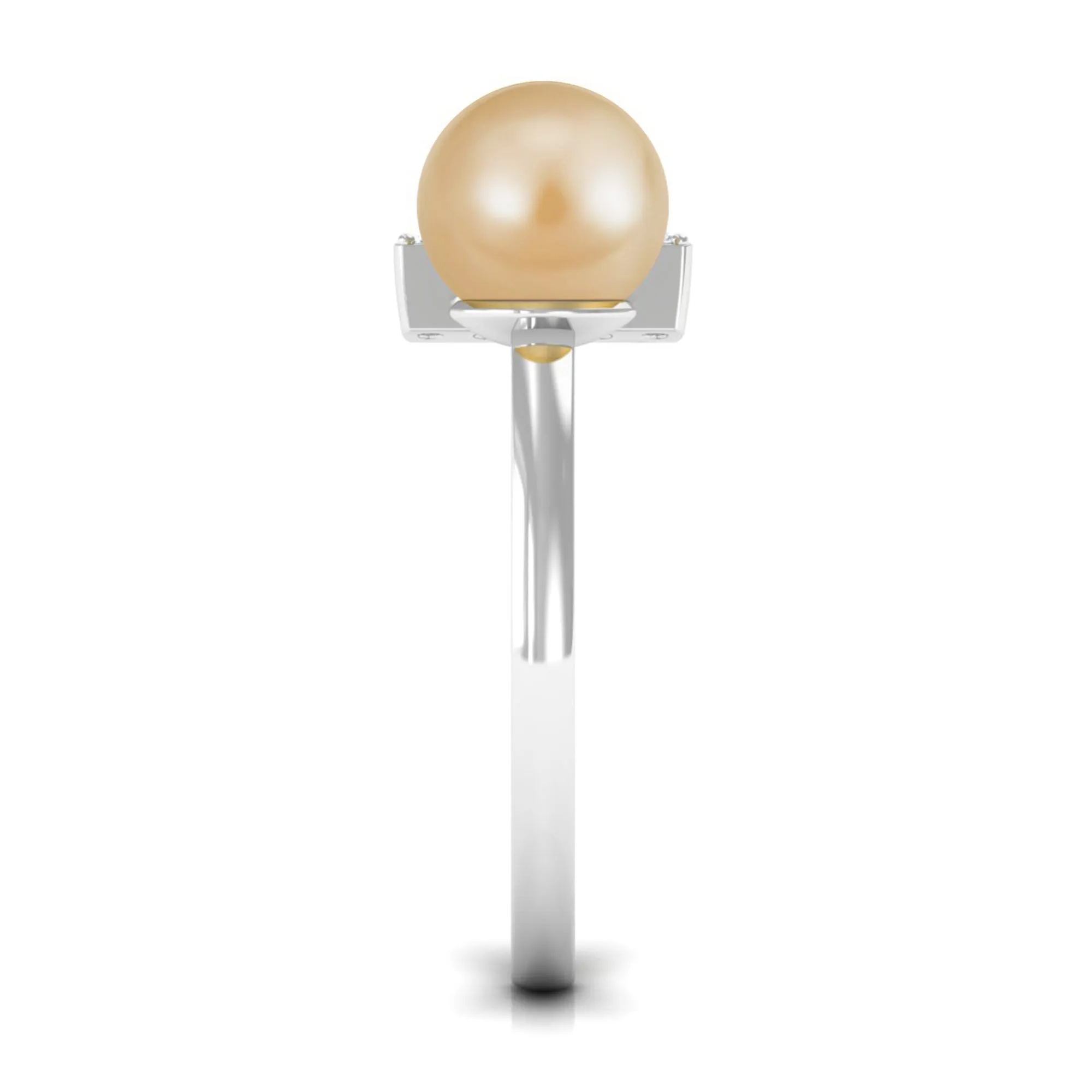 South Sea Pearl and Diamond Modern Cuff Engagement Ring
