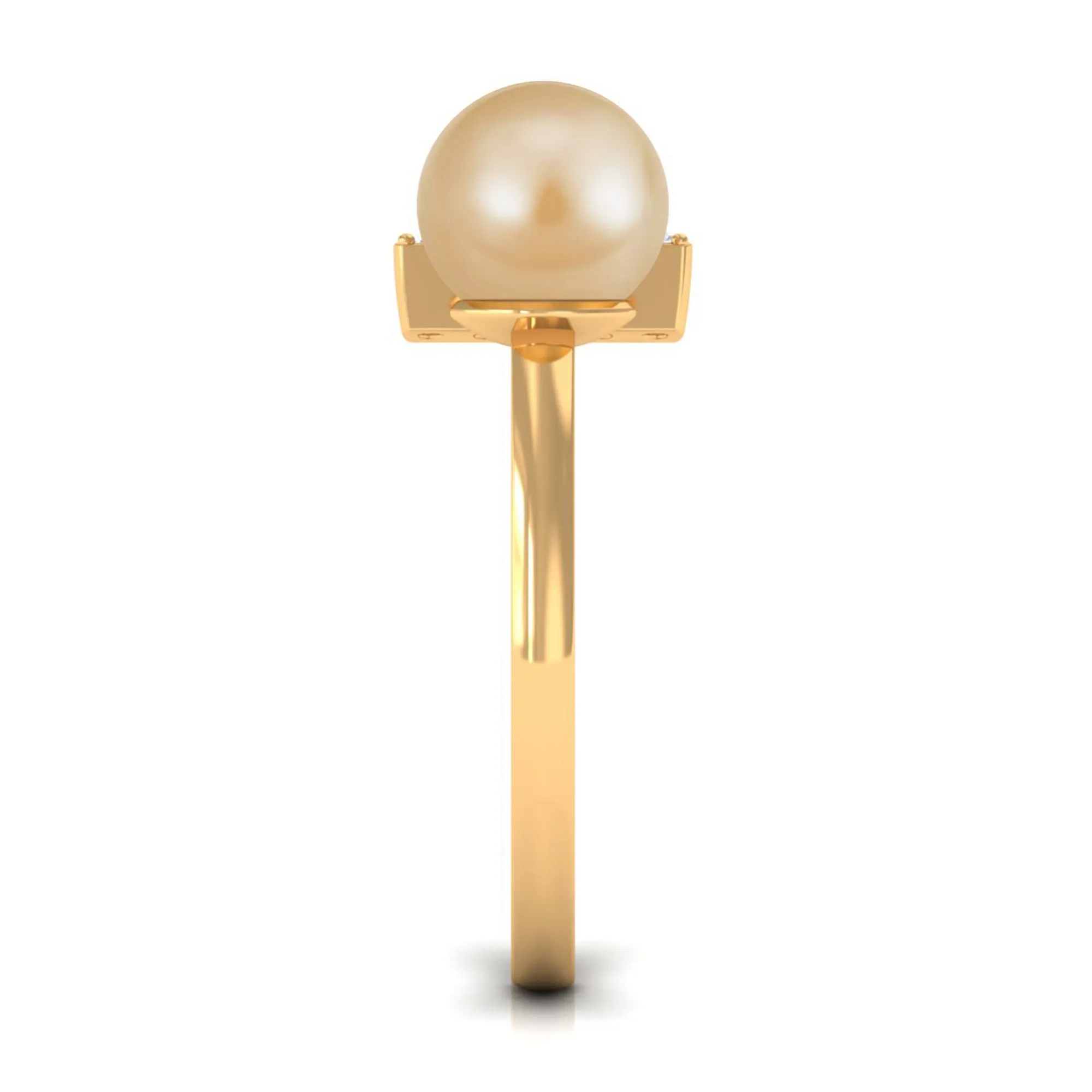 South Sea Pearl and Diamond Modern Cuff Engagement Ring