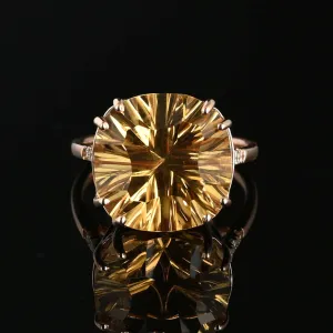 Specialty Cut Citrine Diamond Ring in 14K Rose Gold