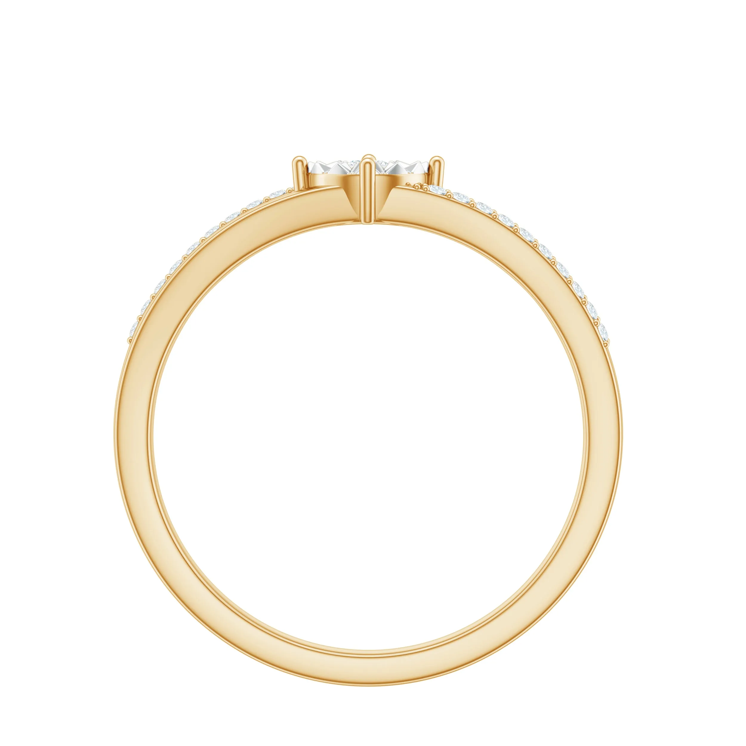 Spilt Shank Round Diamond Engagement Ring in Illusion Setting