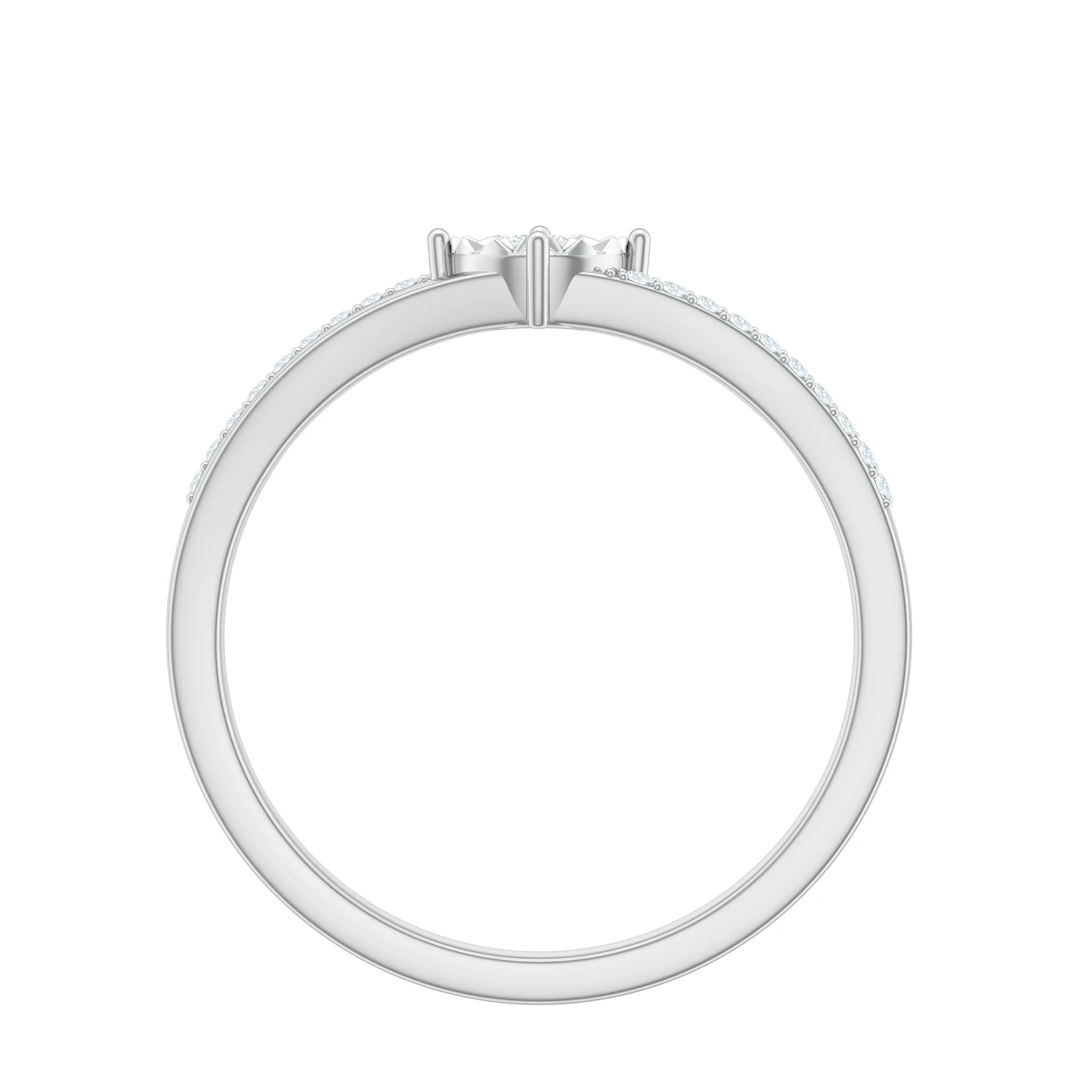 Spilt Shank Round Diamond Engagement Ring in Illusion Setting