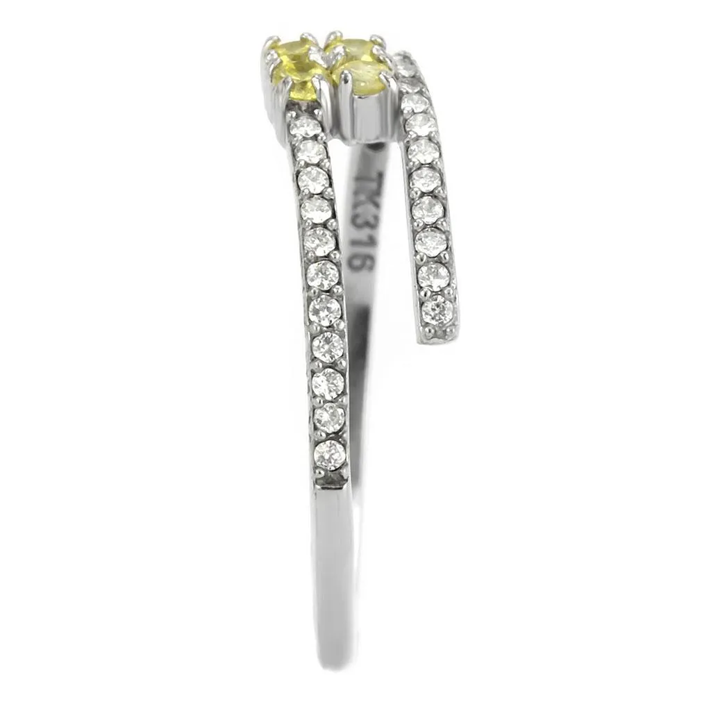 Stainless Steel Ring AAA GRD CZ Topaz DA338 for Women Style No