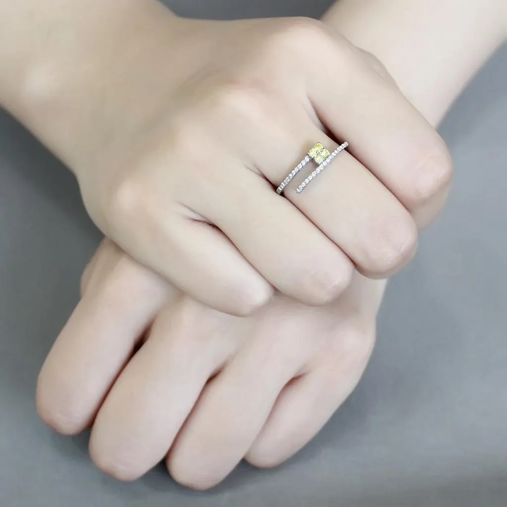 Stainless Steel Ring AAA GRD CZ Topaz DA338 for Women Style No