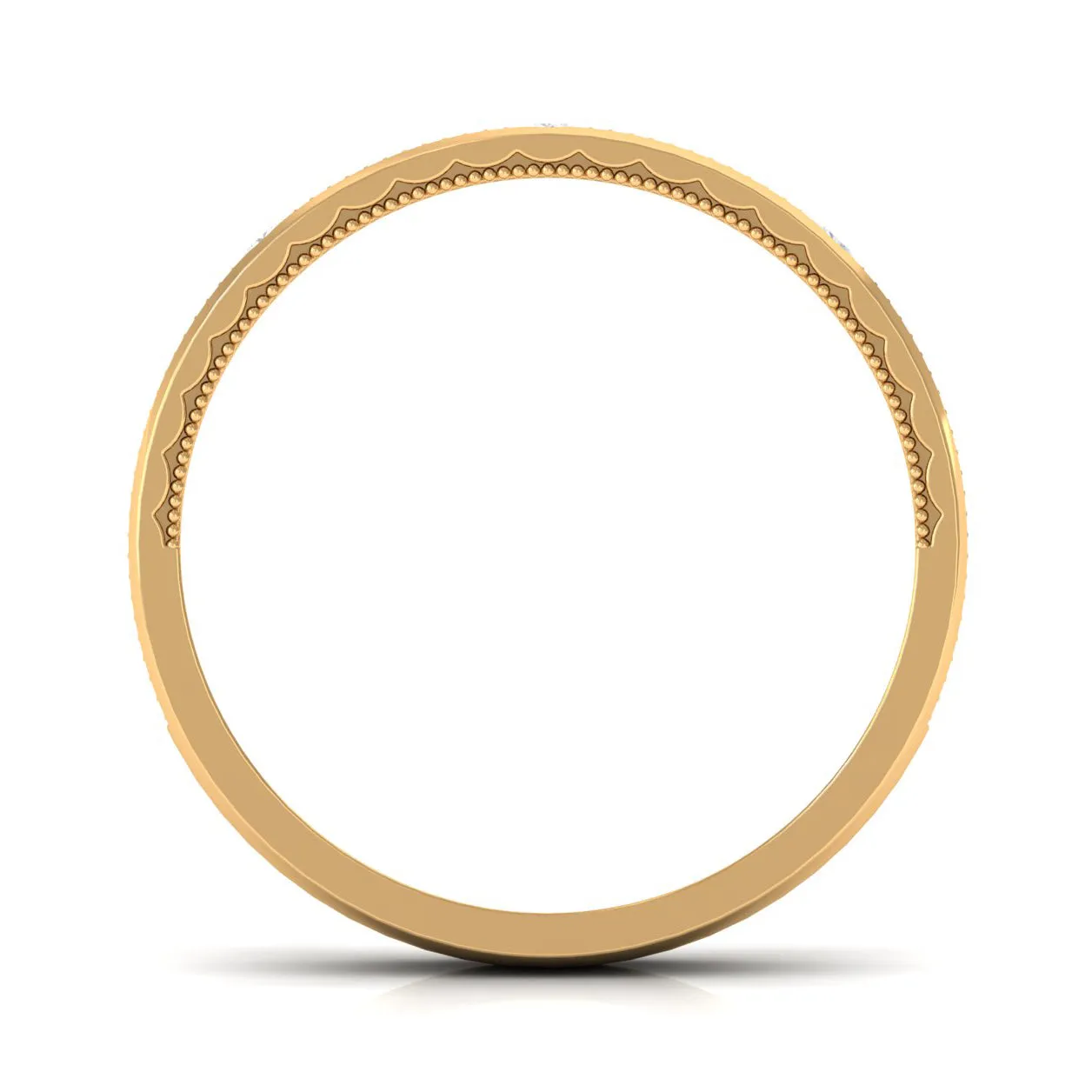 Statement Diamond Gold Band Ring in Flush Setting