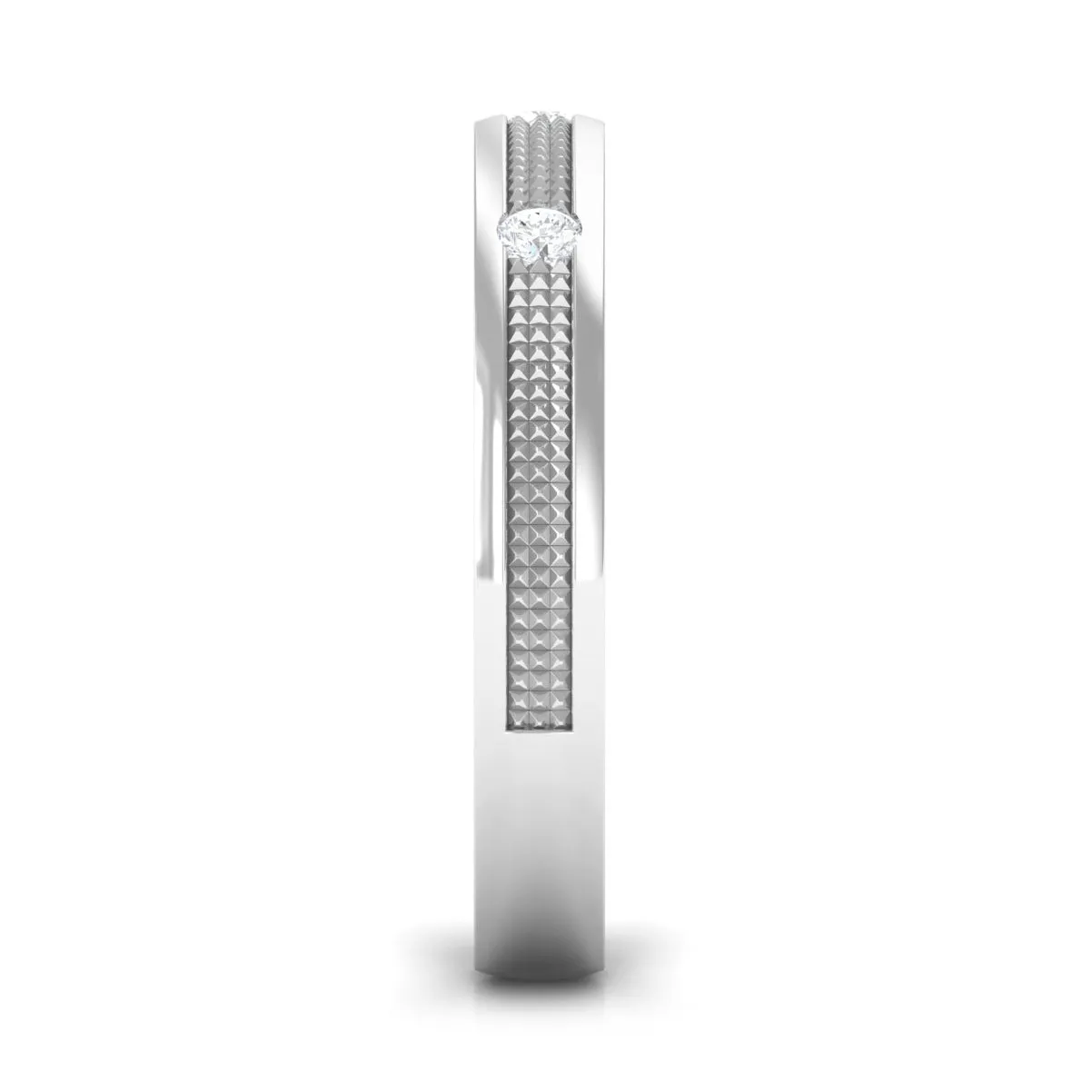 Statement Diamond Gold Band Ring in Flush Setting