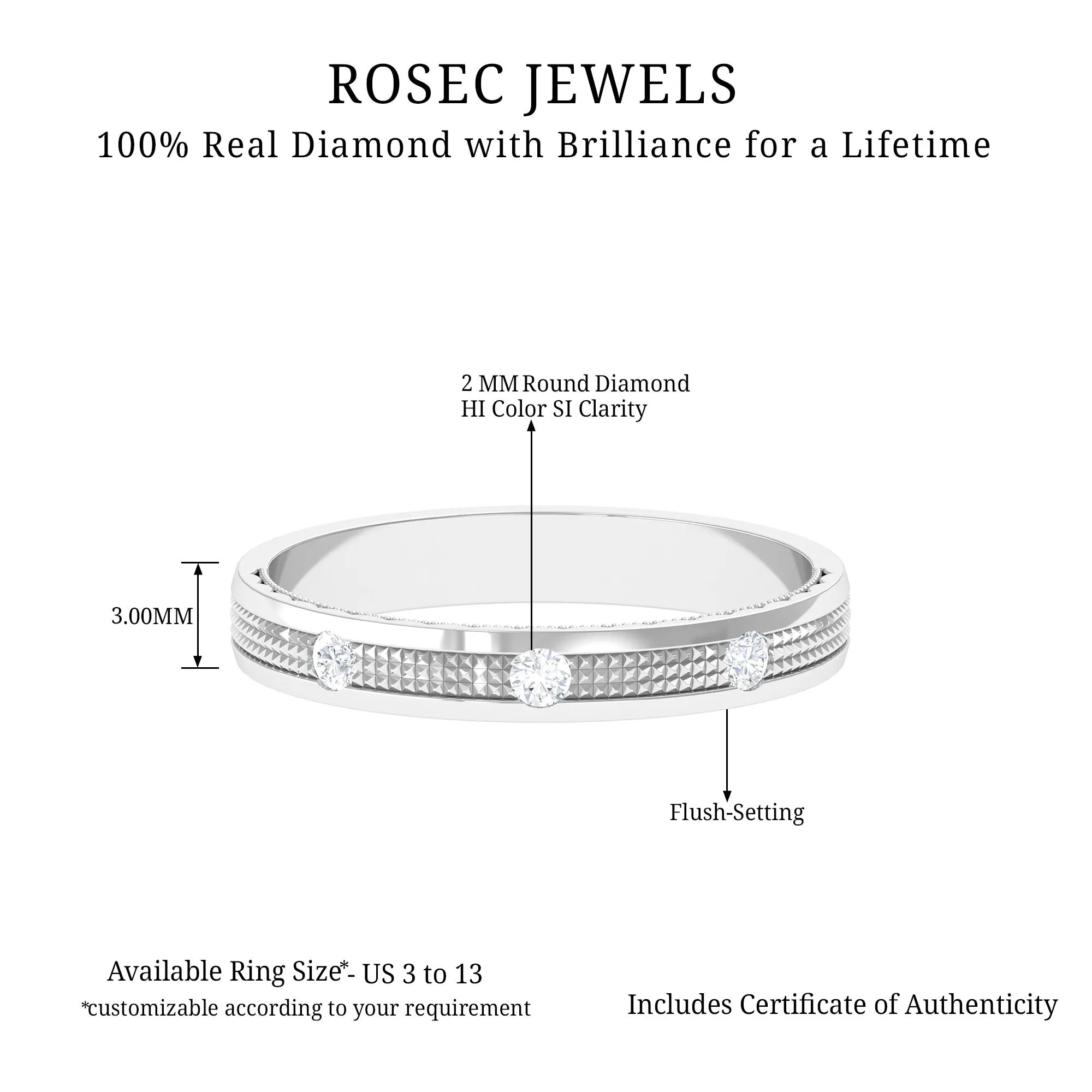 Statement Diamond Gold Band Ring in Flush Setting