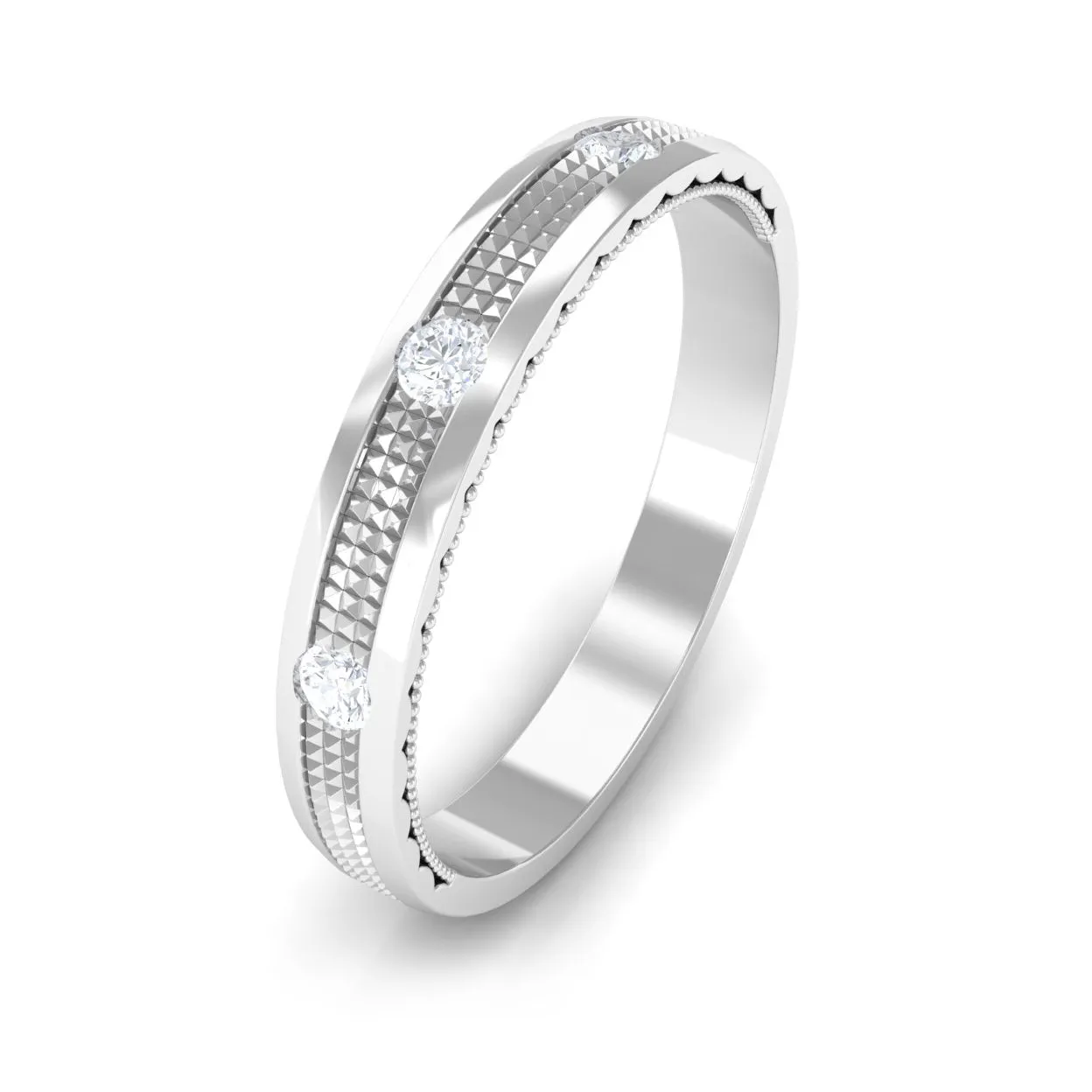Statement Diamond Gold Band Ring in Flush Setting