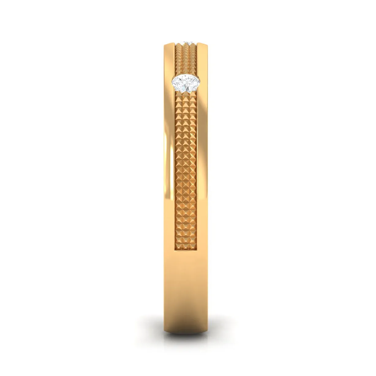 Statement Diamond Gold Band Ring in Flush Setting