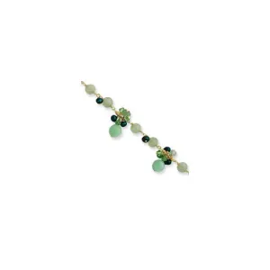 Sterling Silver & Vermeil Prehnite Crystal Fw Cult Pearl Bracelet