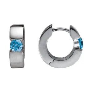 Sterling Silver Blue Topaz Huggie Earrings