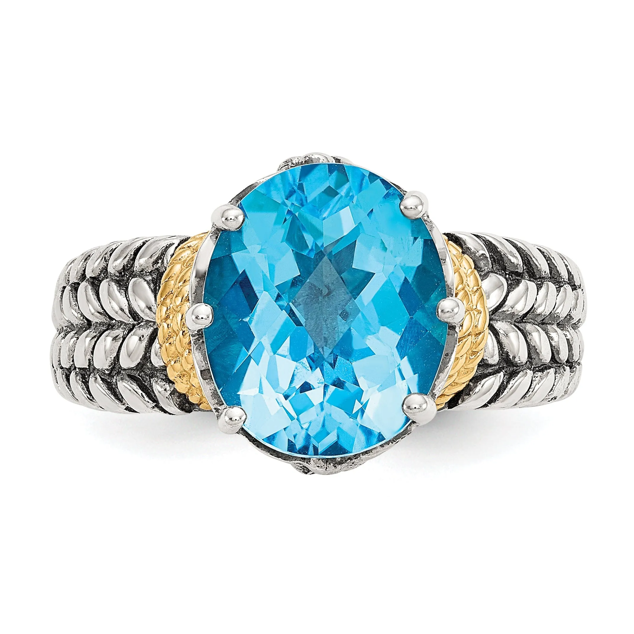 Sterling Silver Gold Swiss Blue Topaz Ring