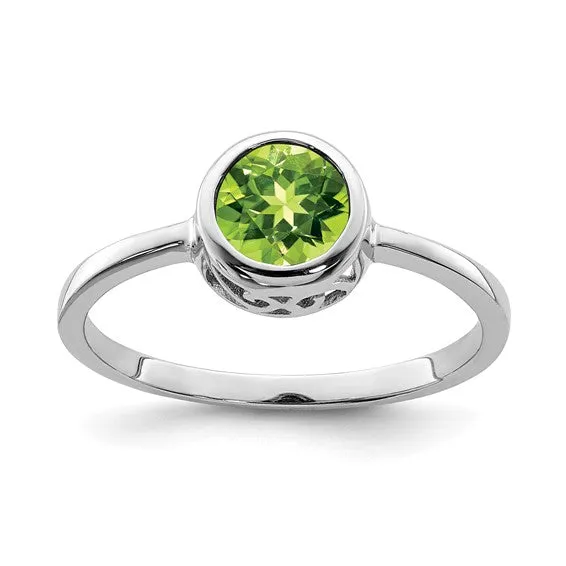 Sterling Silver Round Gemstone Filigree Bezel Set Rings