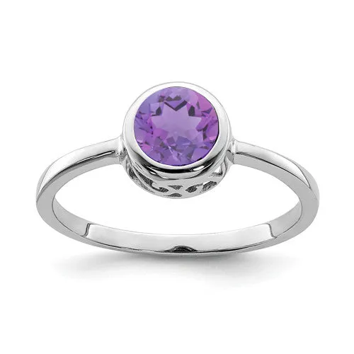 Sterling Silver Round Gemstone Filigree Bezel Set Rings