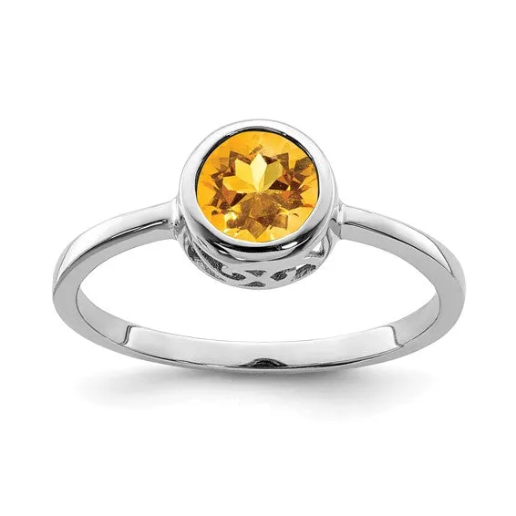 Sterling Silver Round Gemstone Filigree Bezel Set Rings