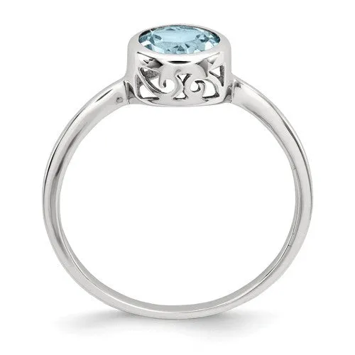 Sterling Silver Round Gemstone Filigree Bezel Set Rings
