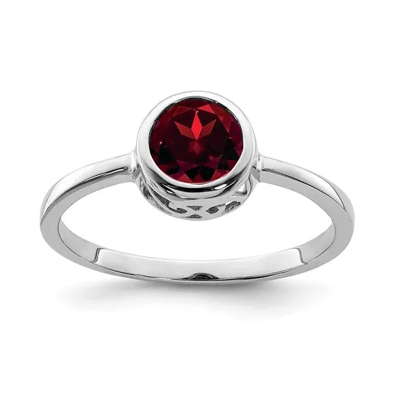 Sterling Silver Round Gemstone Filigree Bezel Set Rings
