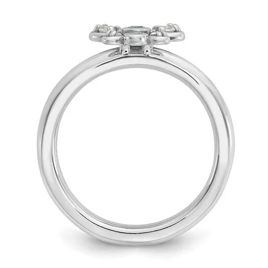 Sterling Silver Stackable Expressions Blue & White Topaz Butterfly Ring