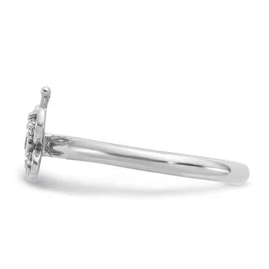 Sterling Silver Stackable Expressions Blue & White Topaz Butterfly Ring