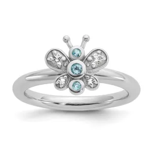 Sterling Silver Stackable Expressions Blue & White Topaz Butterfly Ring