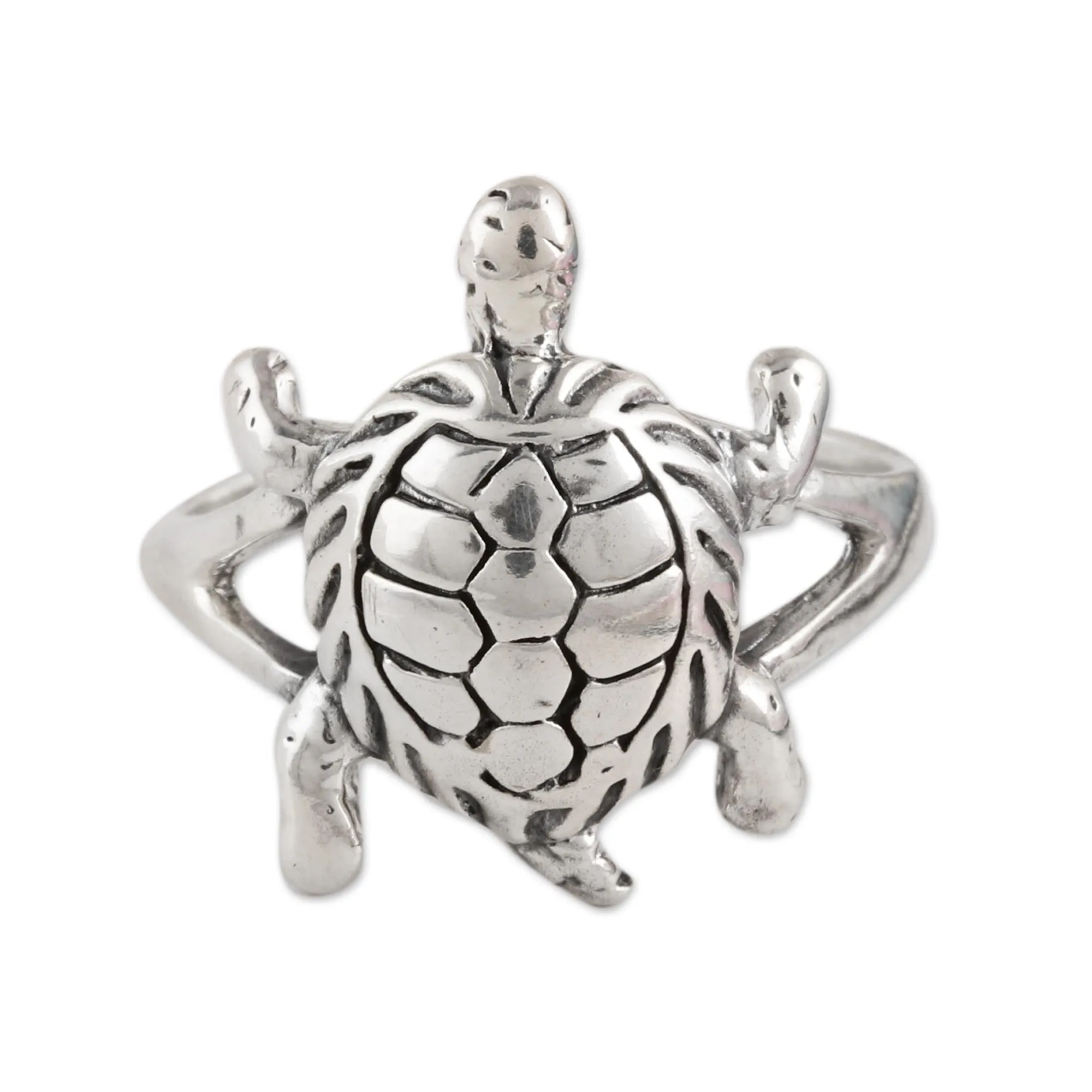 Sterling Silver Turtle Cocktail Ring from india - Fascinating Turtle | NOVICA