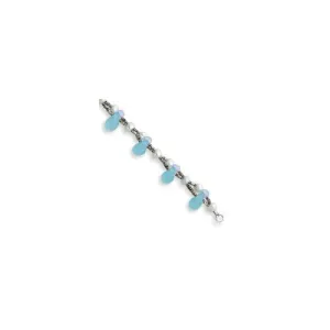 Sterling Silver White Agate Fw Cultured Blue Pearl Bracelet
