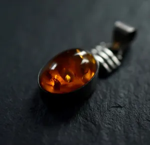 Stylish Handmade Silver Sterling Blatic Amber 925 Pendant