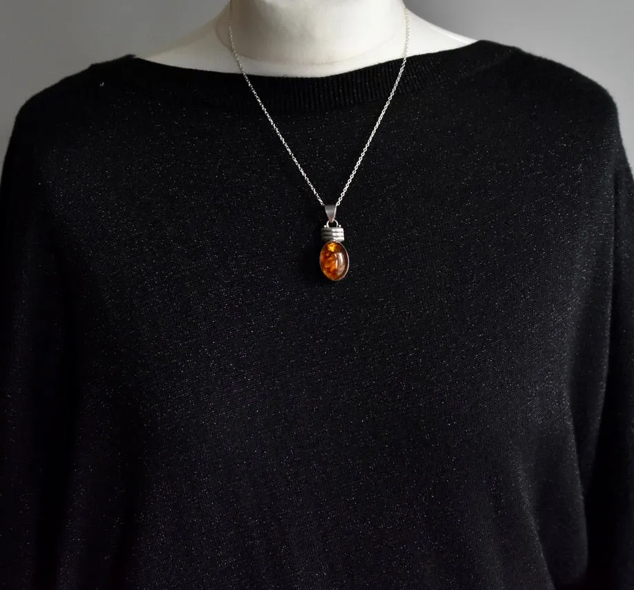 Stylish Handmade Silver Sterling Blatic Amber 925 Pendant