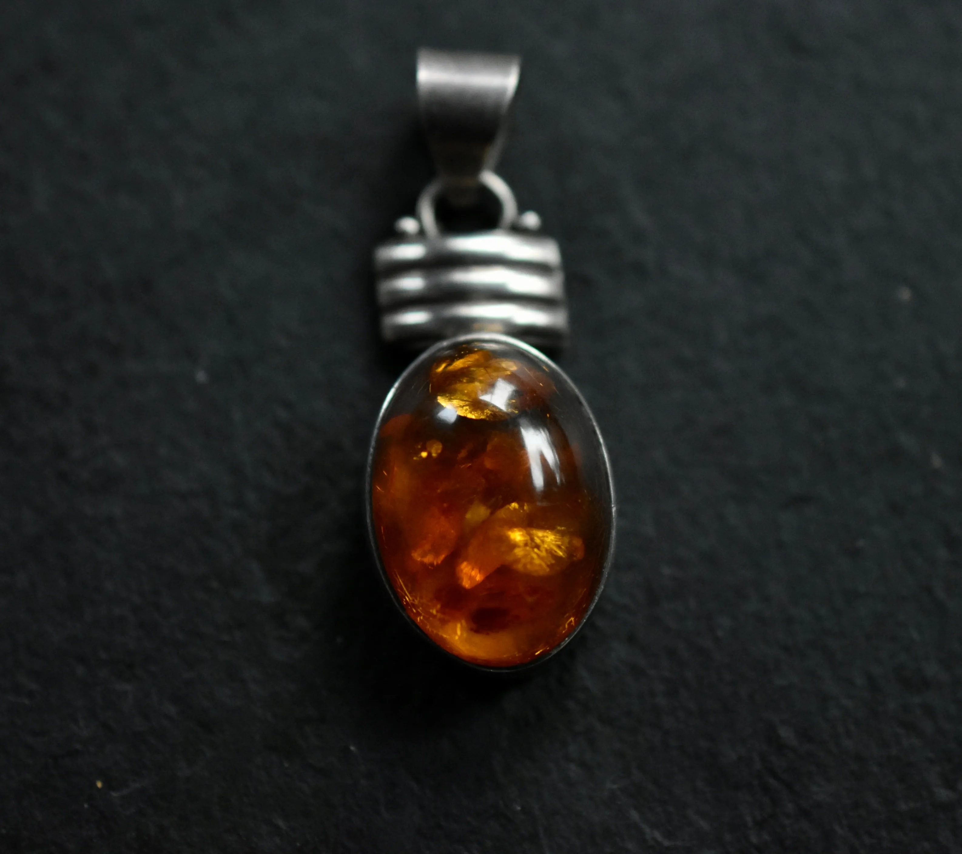Stylish Handmade Silver Sterling Blatic Amber 925 Pendant