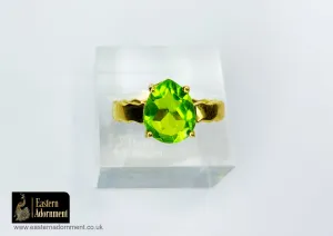 Teardrop Peridot Gold Plated Ring