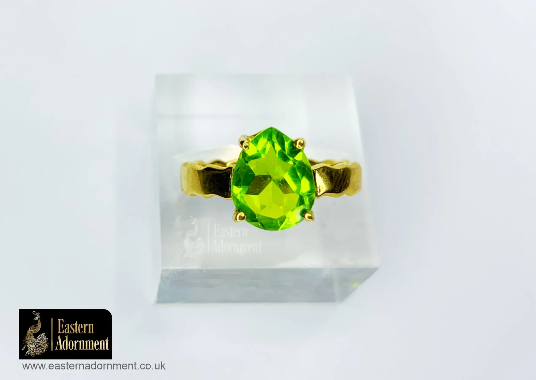 Teardrop Peridot Gold Plated Ring