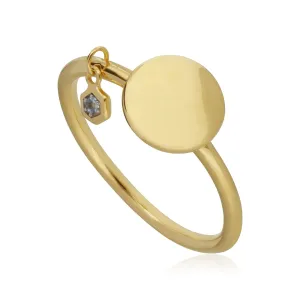 Topas Gravur Ring in Vergoldetem Sterling Silber