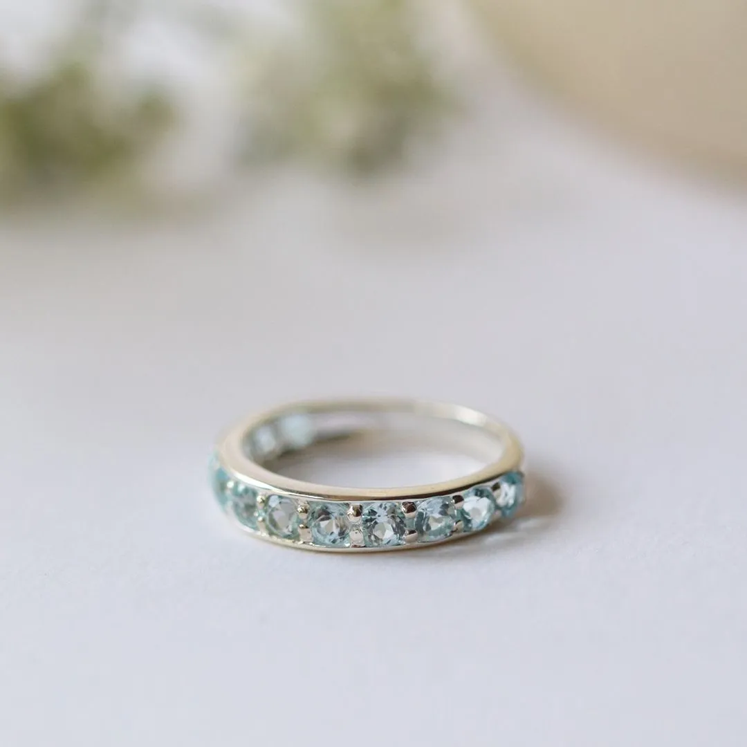 Topas Halber Ewigkeitsring in 925 Sterling Silber