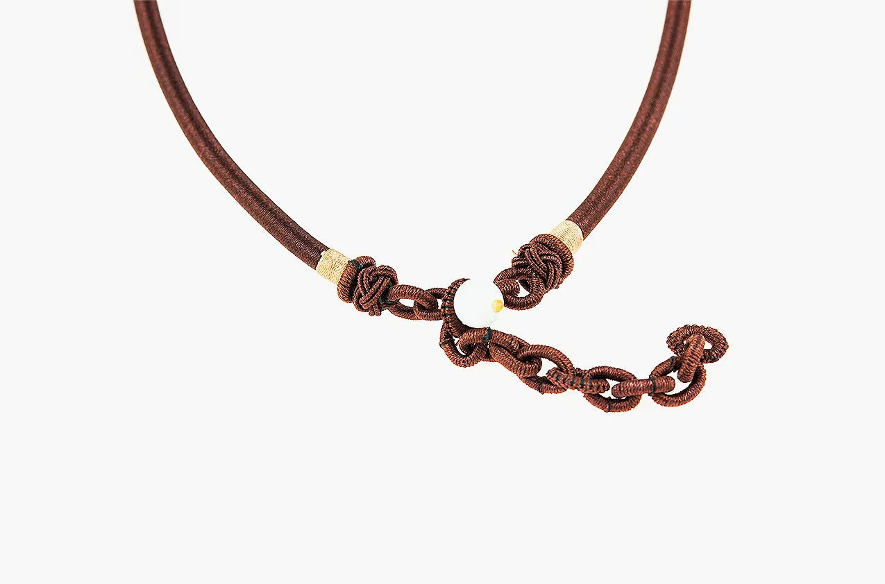 Tribal woven necklace with agate pendant