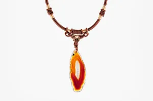 Tribal woven necklace with agate pendant