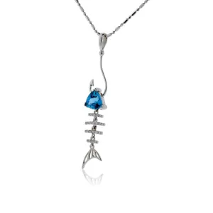 Trillian Blue Topaz & Diamond Fish Hook Pendant