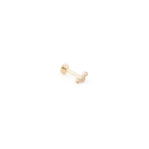 Triple Topaz Flat Back Stud - 14 Karat Gold