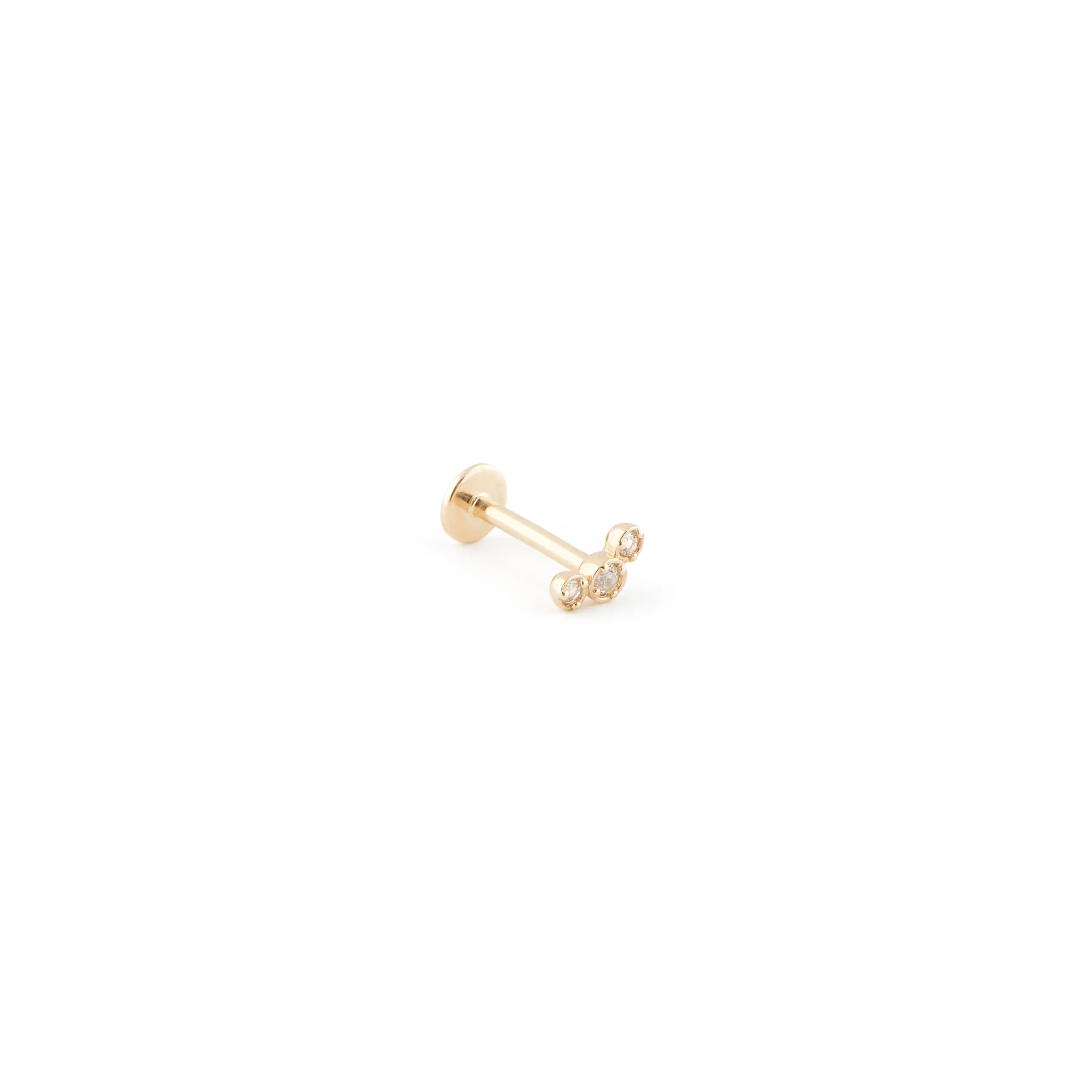 Triple Topaz Flat Back Stud - 14 Karat Gold