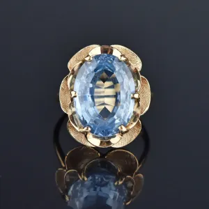 Vintage 10CTW Blue Topaz Gold Double Buttercup Ring