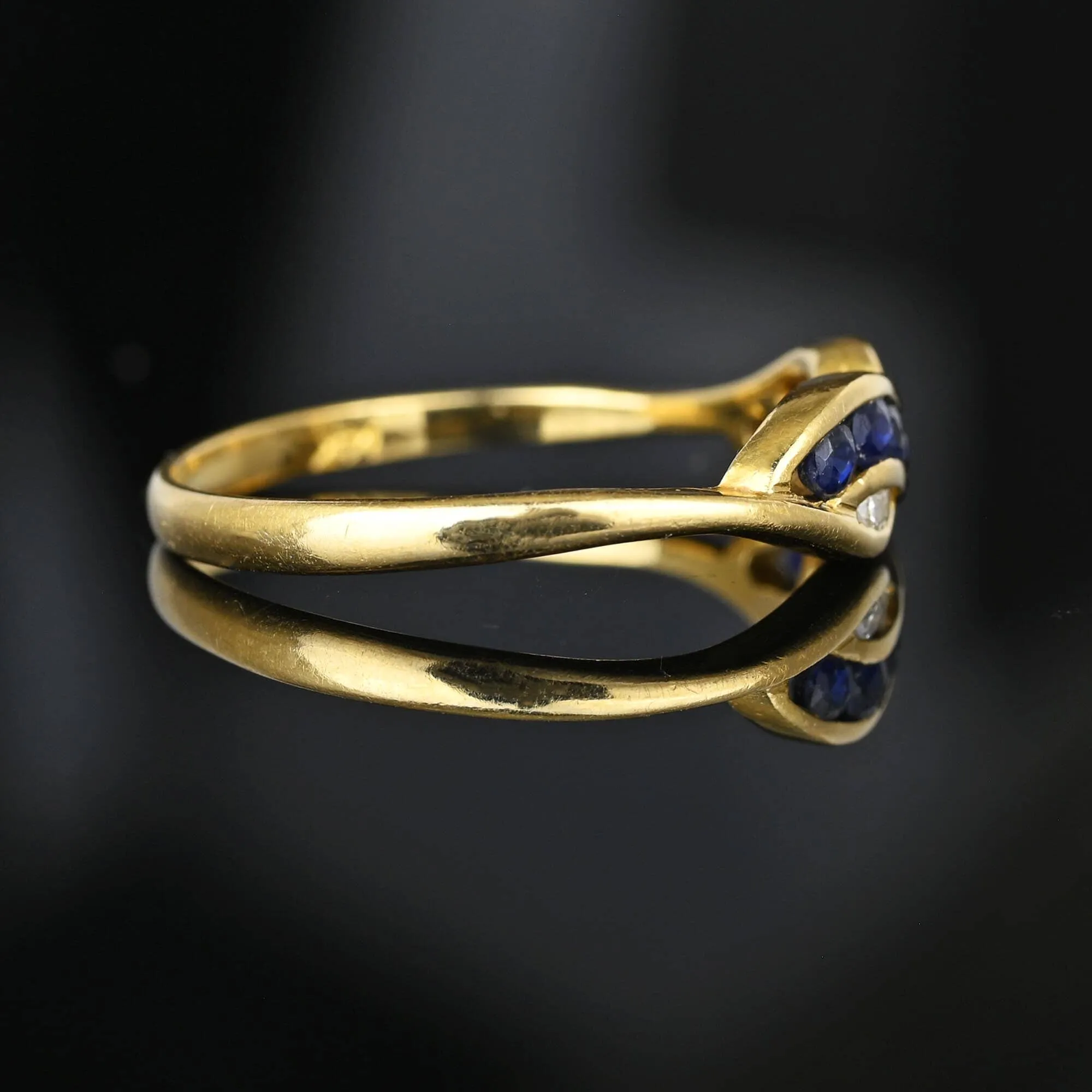Vintage 14K Gold Channel Set Sapphire Diamond Ring Band