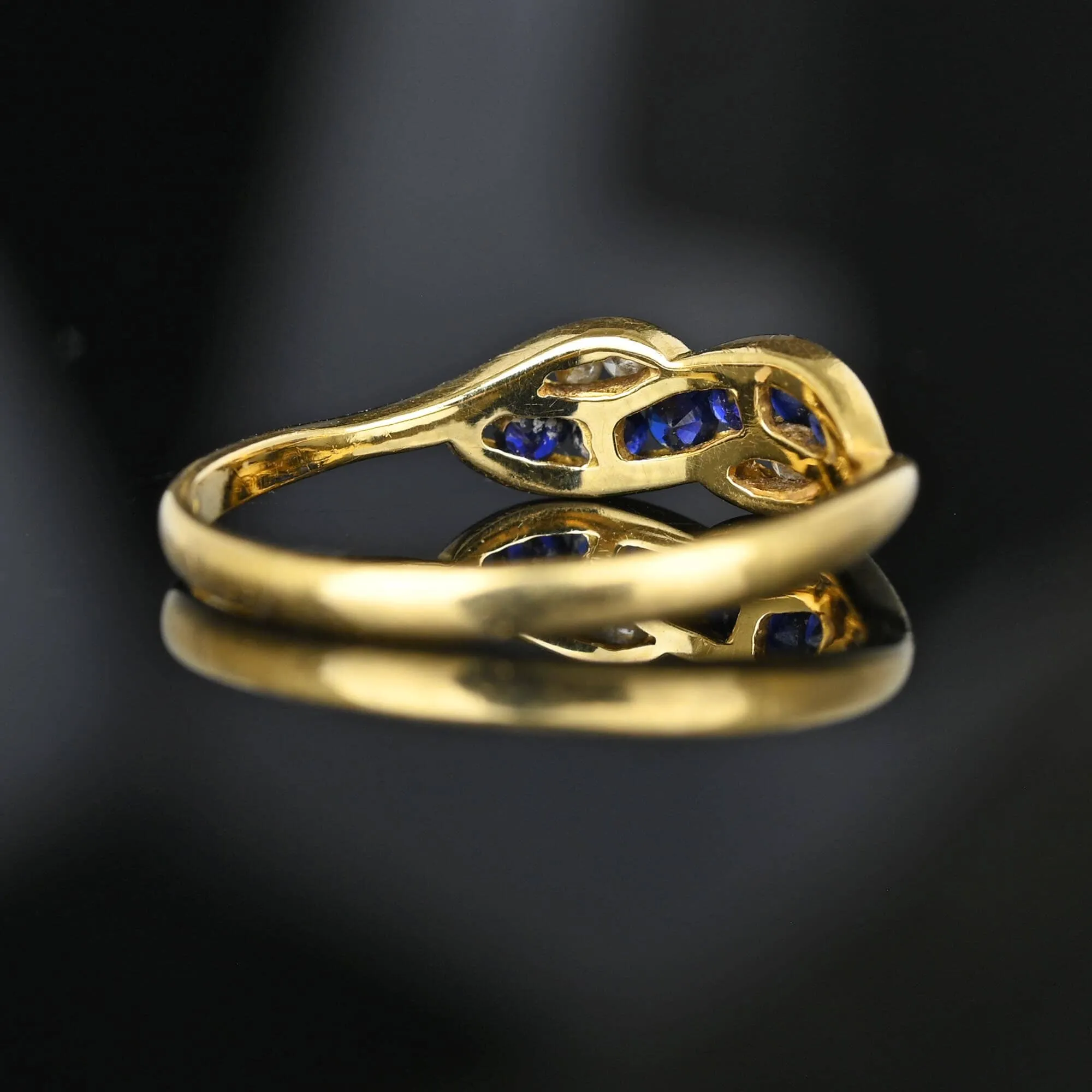 Vintage 14K Gold Channel Set Sapphire Diamond Ring Band