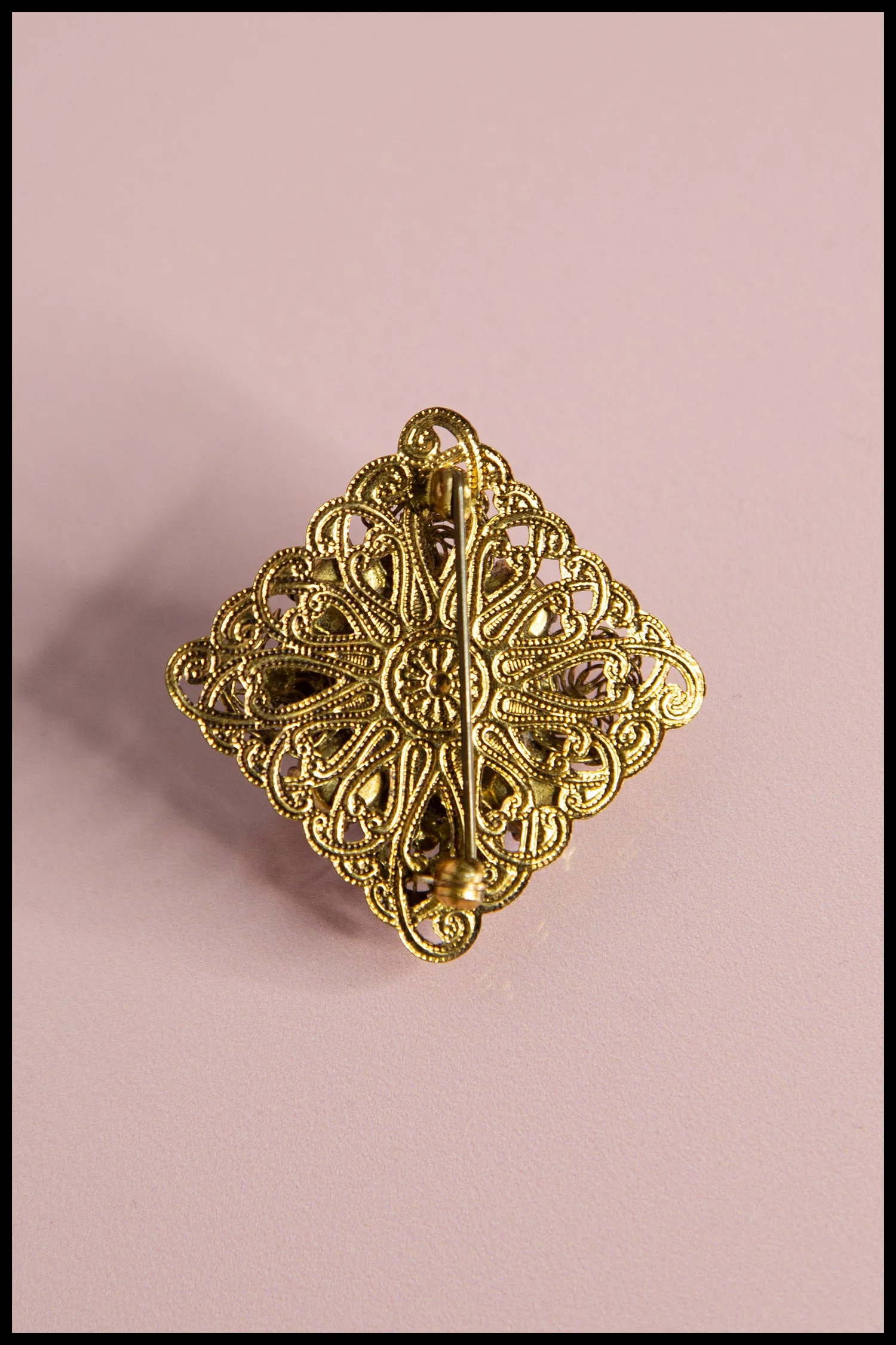 Vintage 1950s Blue Square Czech Rhinestone Brooch