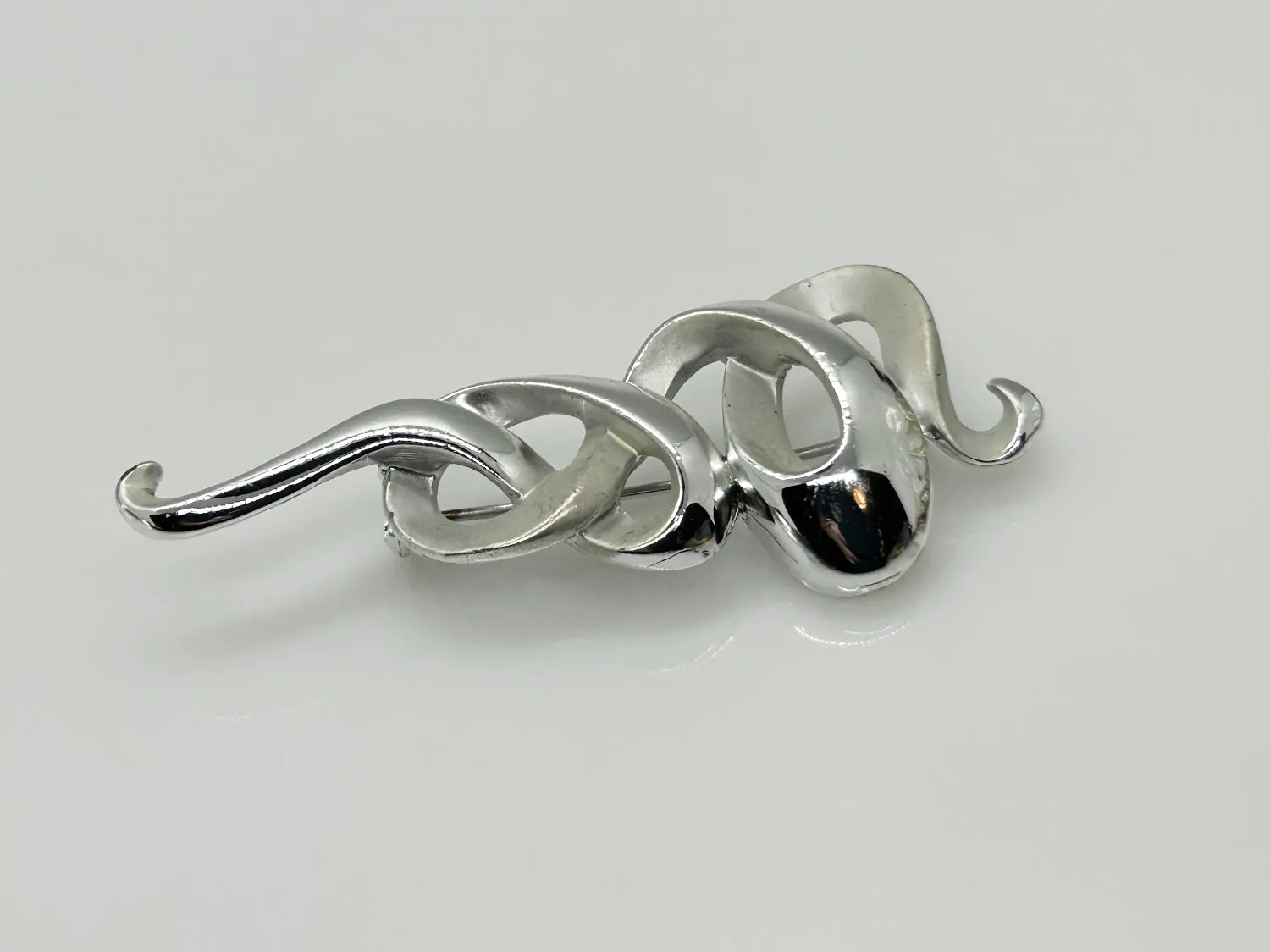 Vintage AJC Swirly Silver Brooch