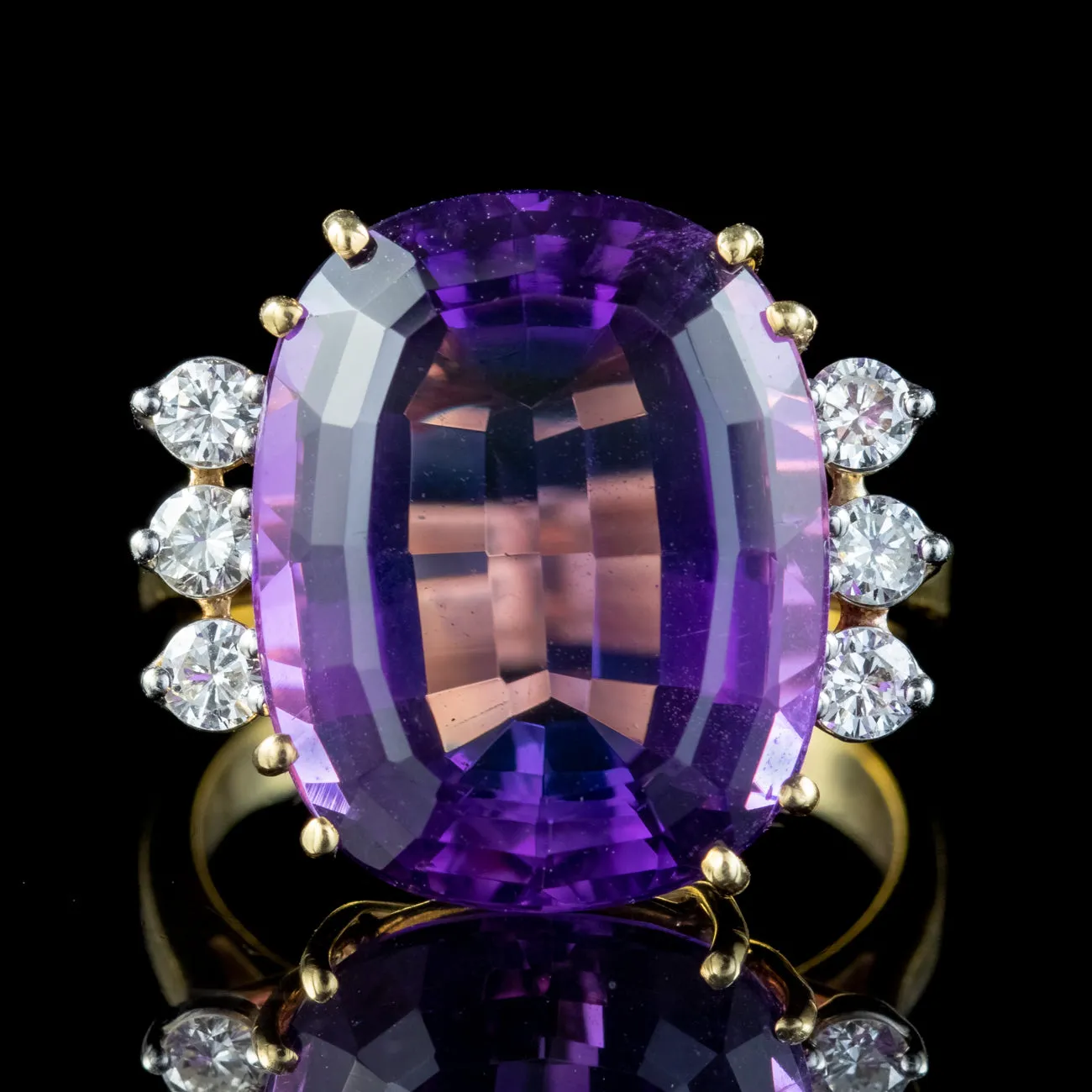 Vintage Amethyst Diamond Cocktail Ring 16ct Amethyst