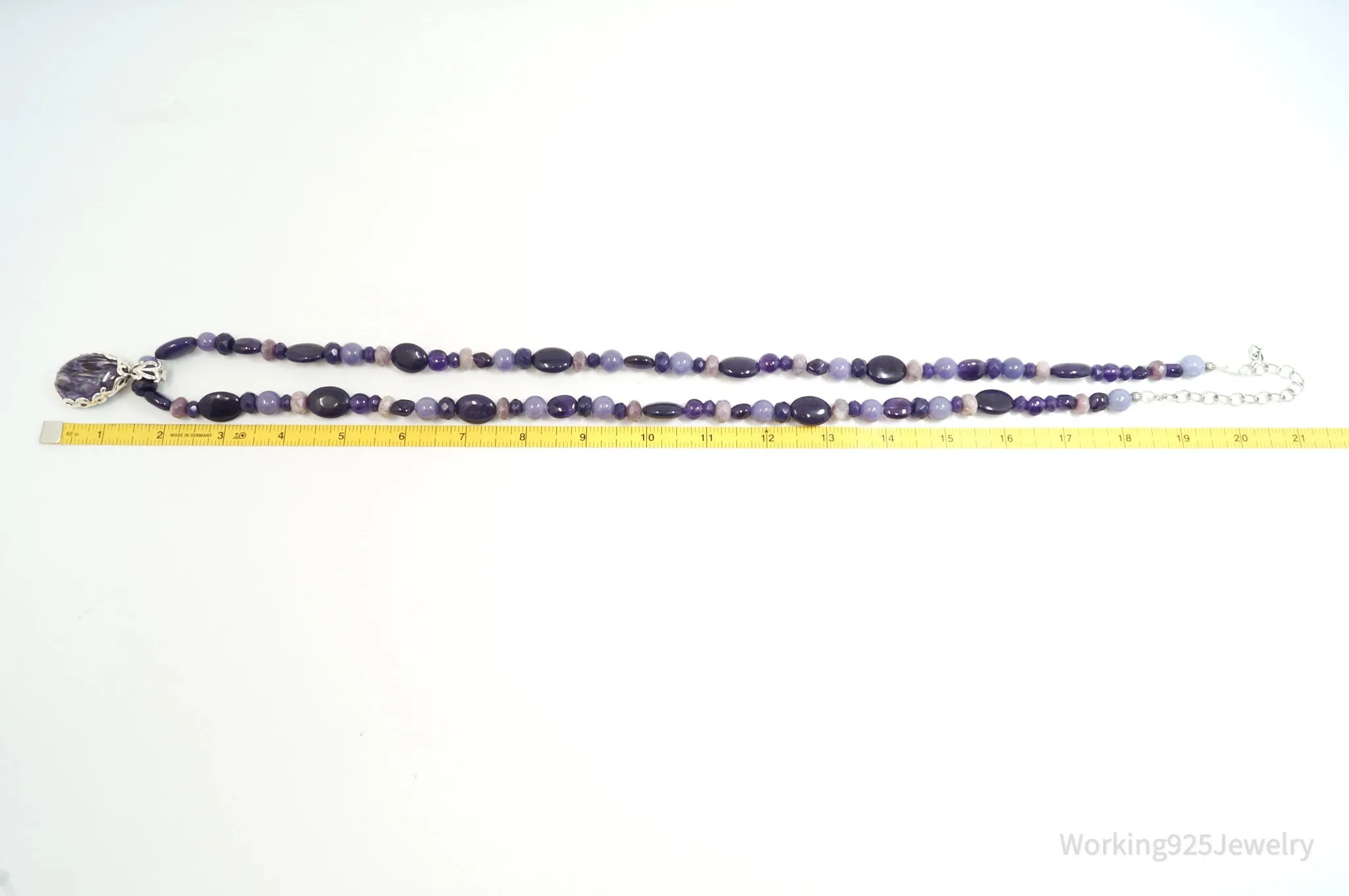 Vintage Carolyn Pollack Relios Charoite Bead Western Sterling Silver Necklace
