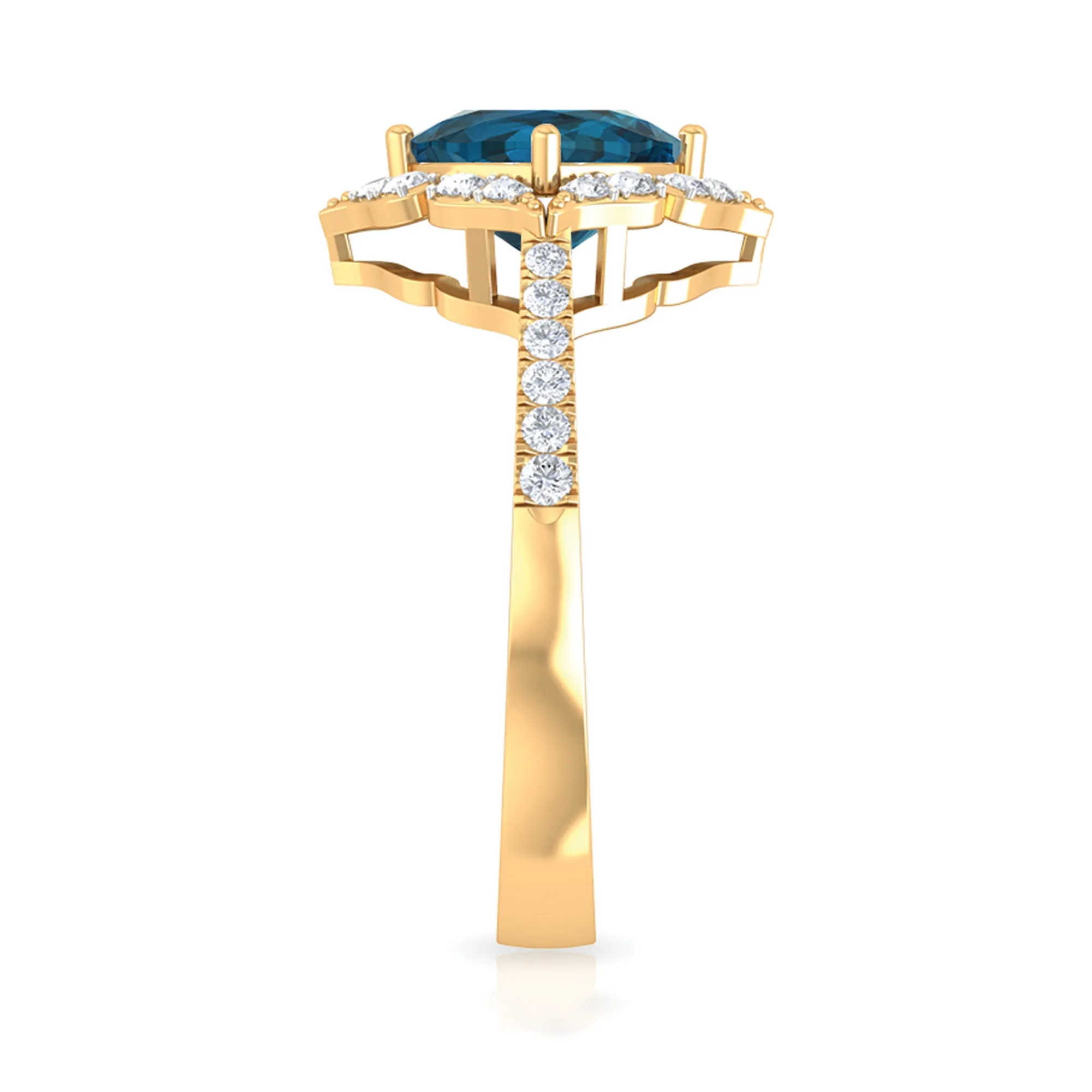 Vintage Inspired London Blue Topaz and Diamond Engagement Ring