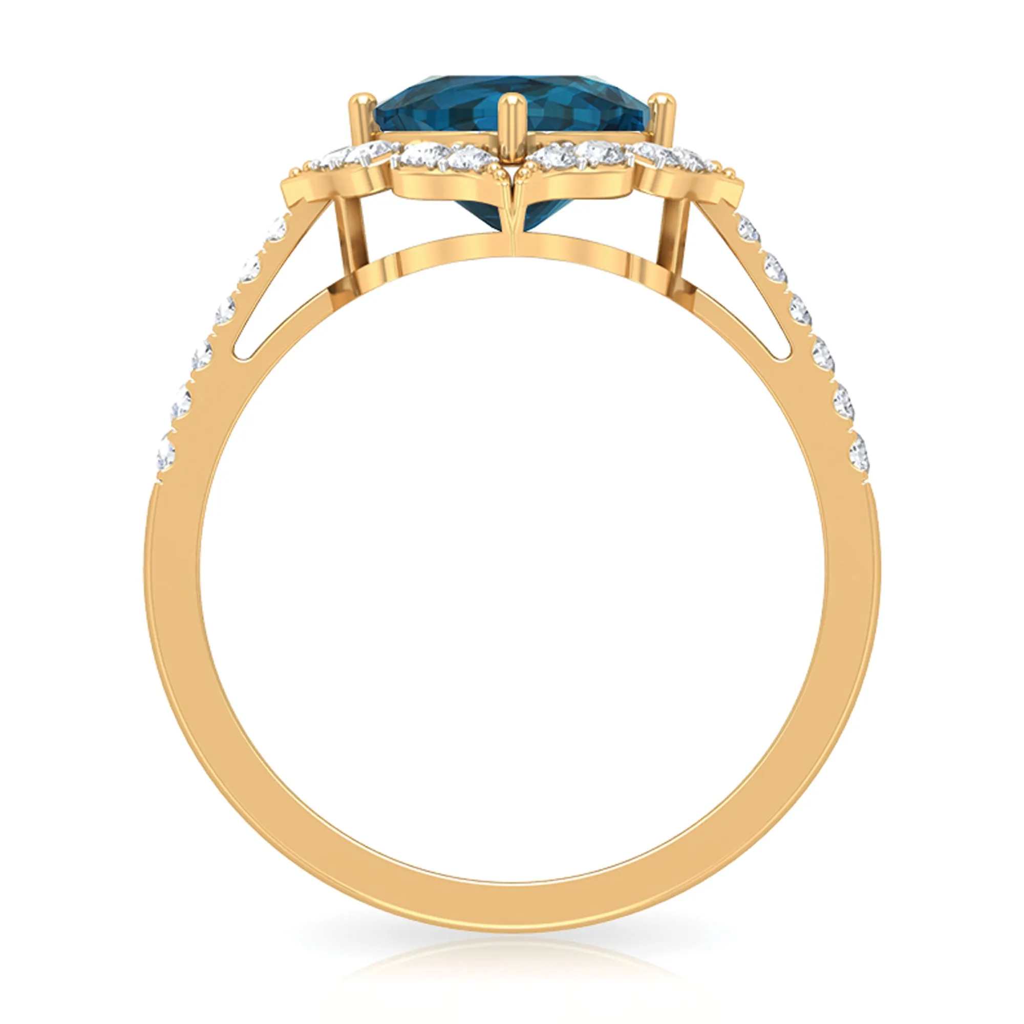 Vintage Inspired London Blue Topaz and Diamond Engagement Ring