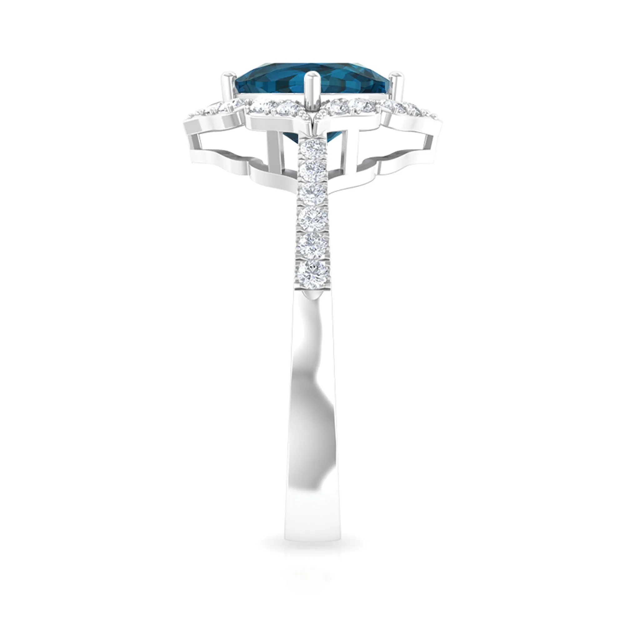 Vintage Inspired London Blue Topaz and Diamond Engagement Ring