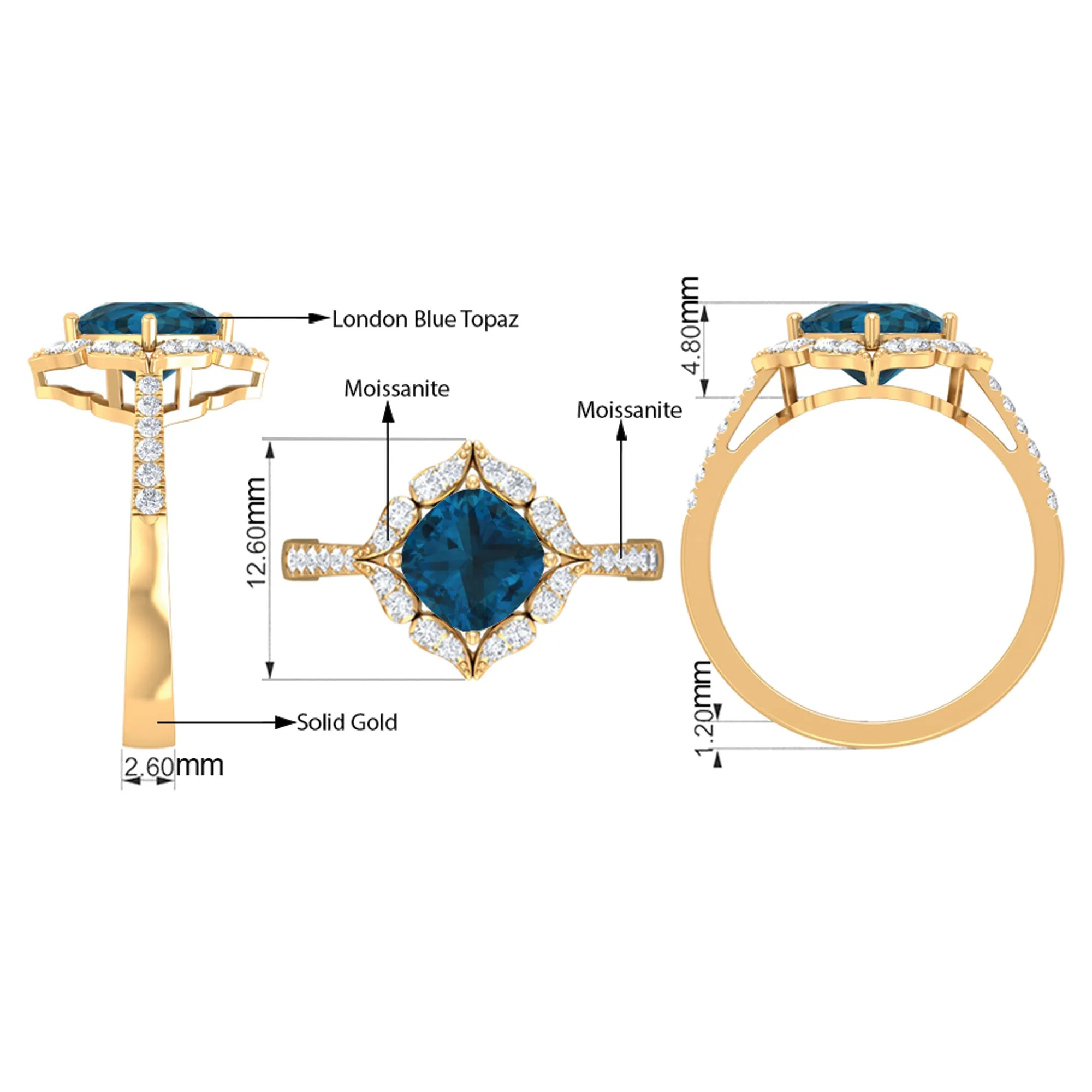 Vintage Inspired London Blue Topaz and Diamond Engagement Ring