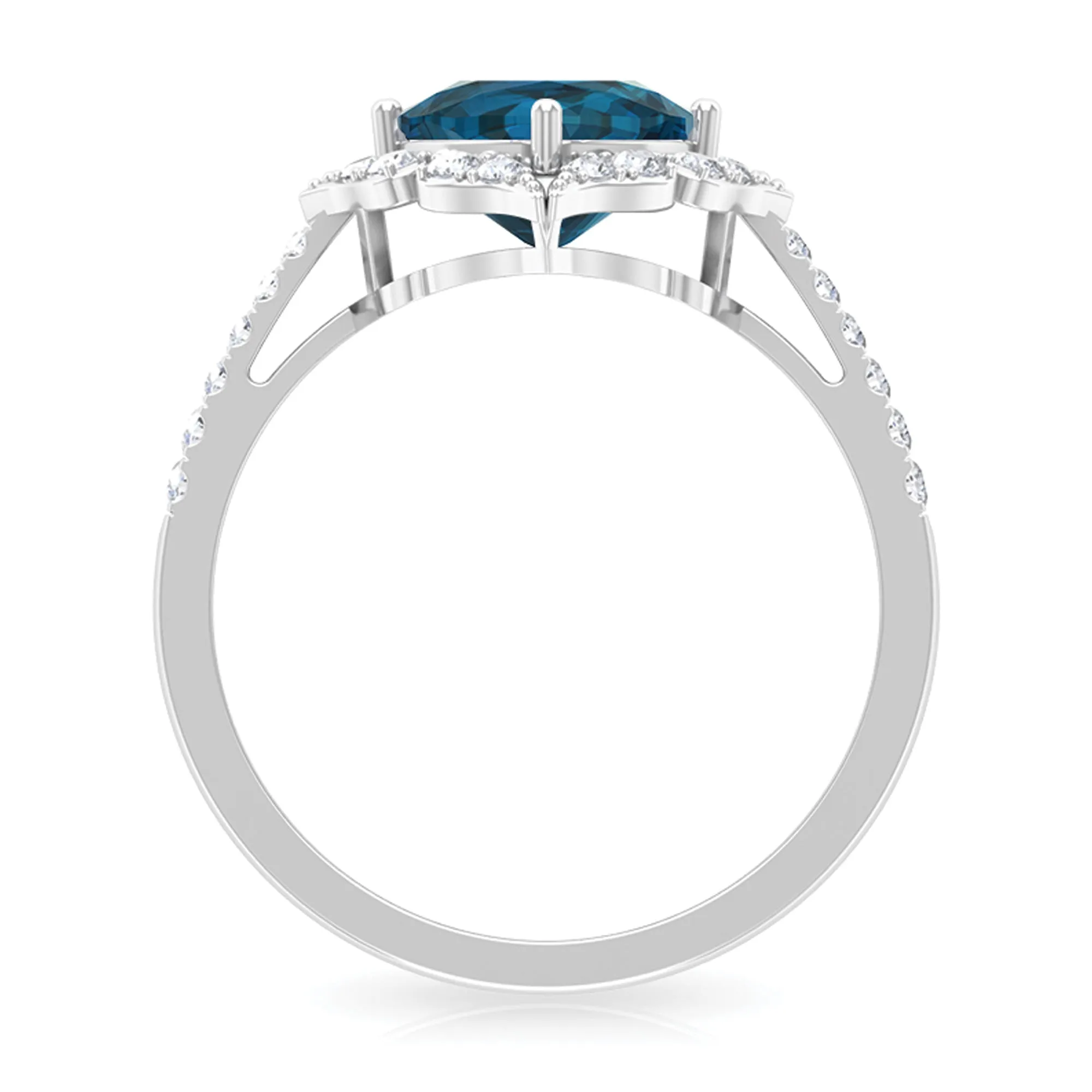 Vintage Inspired London Blue Topaz and Diamond Engagement Ring